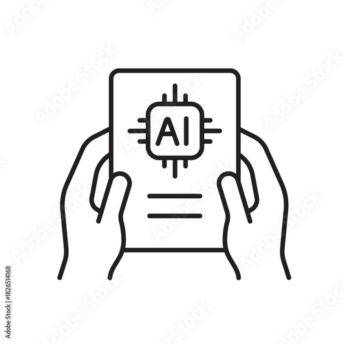 A vector icon representing responsible use policy for AI technologies, created in line style with editable stroke