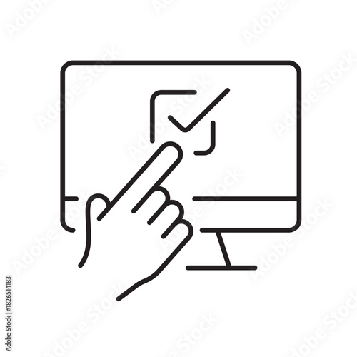 A vector icon representing user consent confirmation on a digital interface, created in line style with editable stroke