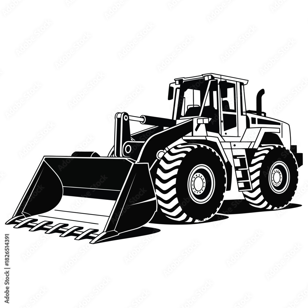 Fototapeta premium Vector art of a robust front-end loader