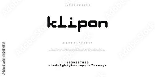 Klipon Modern minimal abstract alphabet fonts. Typography technology, electronic, movie, digital, music, future, logo creative font. vector illustration