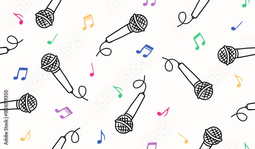 Cute karaoke pattern background vector design