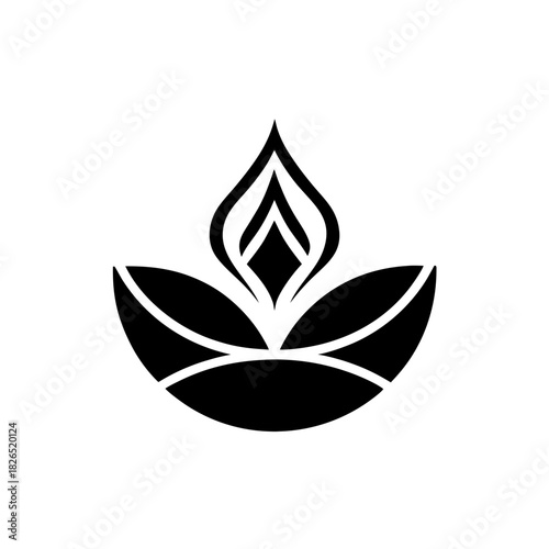 Obraz na płótnie Stylized black and white floral design art on transparent background silhouette