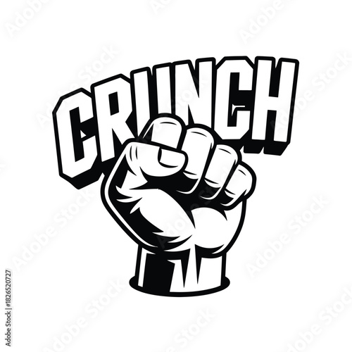 Clenched fist with crunch word vector logo