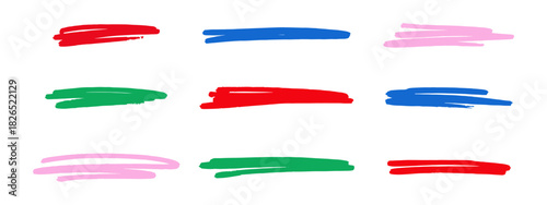 Under line stroke brush pen marker collection isolated on white.