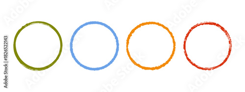 Hand drawn grunge circle collection isolated on white.
