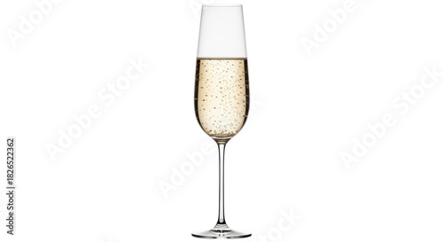 фотографія Isolated champagne flute with bubbly beverage, celebratory toast, sparkling wine