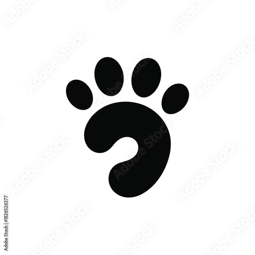 Simple black stylized animal paw print icon on white background