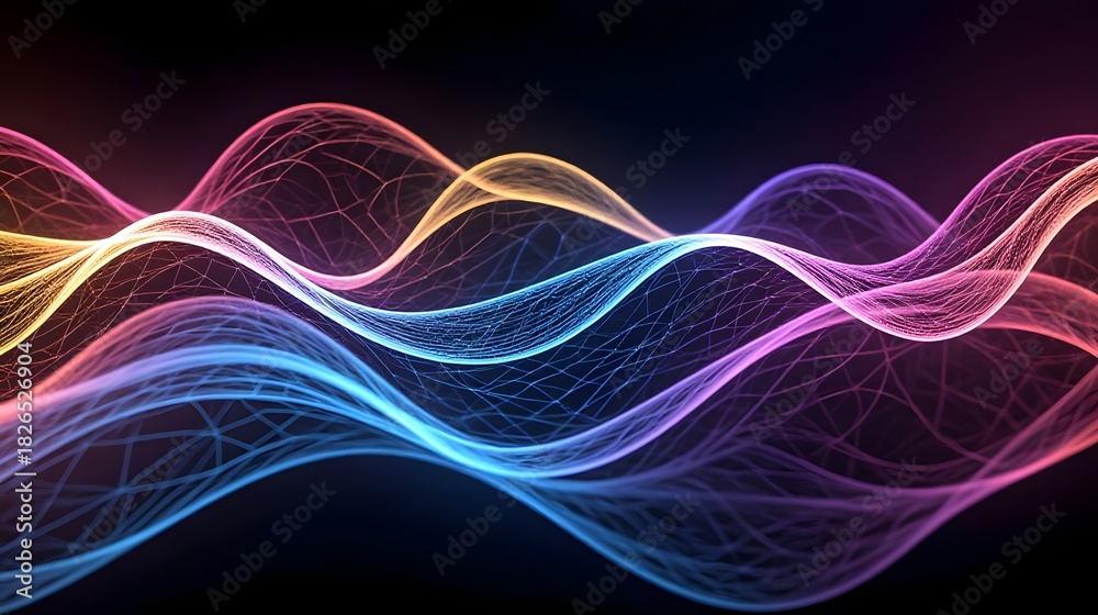 Fototapeta premium Stunning vibrant waves with neon colors create dynamic abstract background for modern designs and technology projects, perfect for adding visual impact