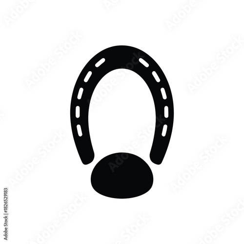 Horseshoe and hoof print silhouette symbol on white background