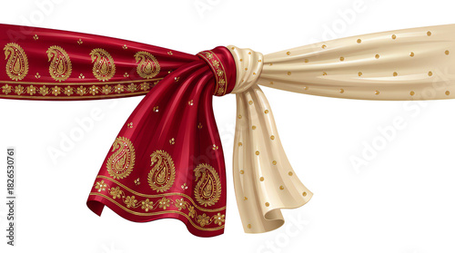 Traditional indian wedding knot ceremony fabric vector illustration