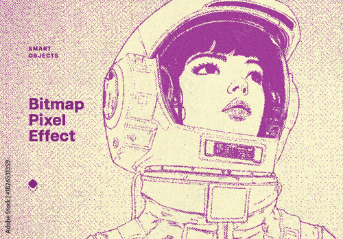 Bitmap Pixel Photo Effect Mockup