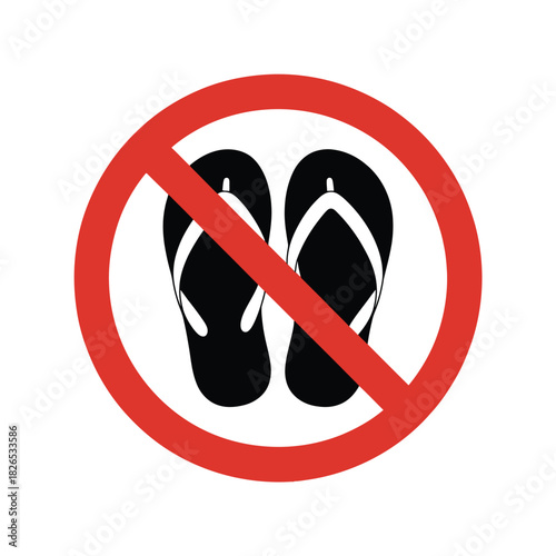 Prohibited flip-flops warning symbol icon
