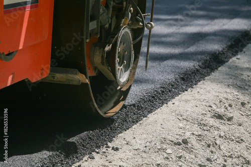 Wallpaper Mural Road Roller Compressing New Asphalt Pavement Torontodigital.ca