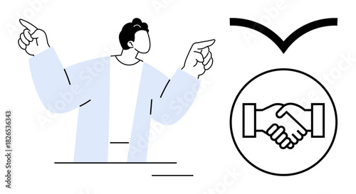 Business collaboration. Features handshake icon emphasizing business collaboration and cooperative agreements. Business collaboration fosters trust and networking success. For team building