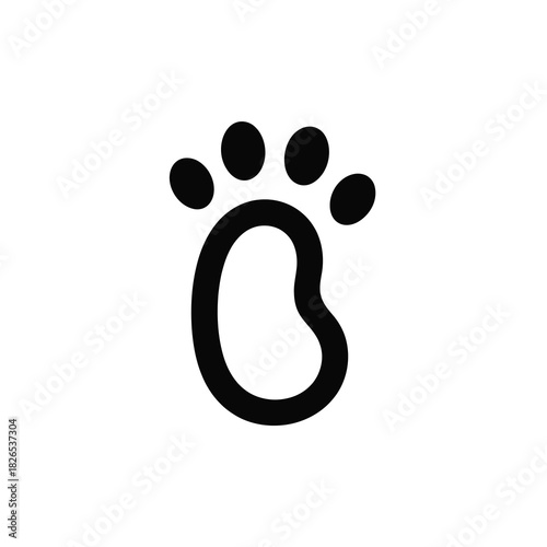 Stylized black animal paw print icon design isolated on white
