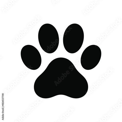 Black animal paw print vector illustration on white background