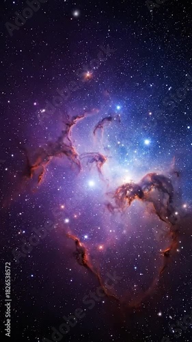 Cosmic panorama nebula of swirling gas, dust, and brilliant stars in deep space