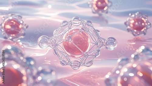 Transparent molecule of irregular round shape in pink