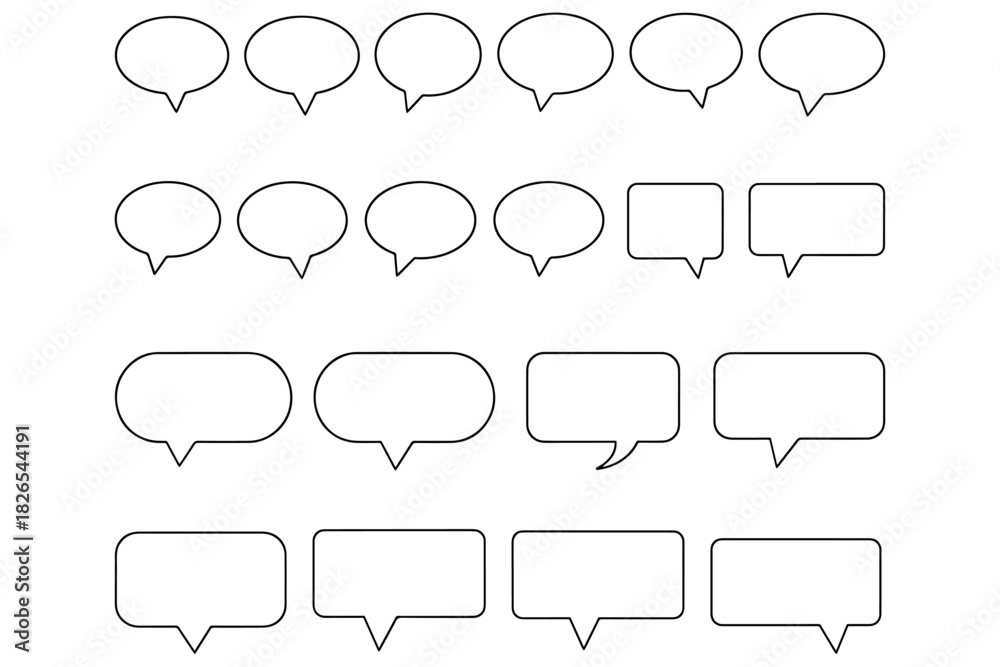 Obraz premium set of speech bubbles, Speech Bubble Icon Set, 20 Minimalist Line Art Designs