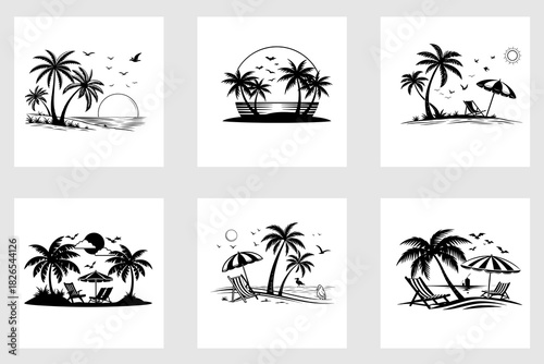 set of vector palms