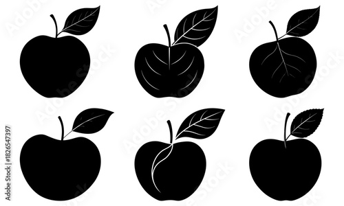 Fresh apples collection perfect for healthy lifestyle designs, educational resources, and creative projects with a modern, natural touch, originally a vector graphic