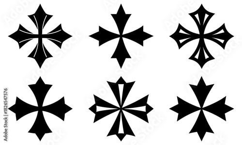 Elegant Maltese cross set for graphic design projects, emblems, logos, heraldry, and symbolic art, offering a touch of classic sophistication and visual impact