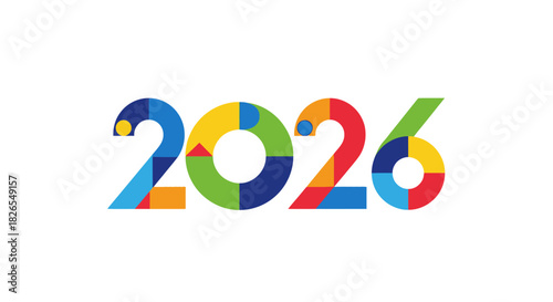 Colorful number 2026 logo design isolated on