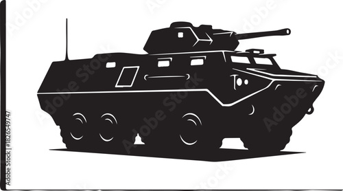 Armored personnel carrier silhouette on white background