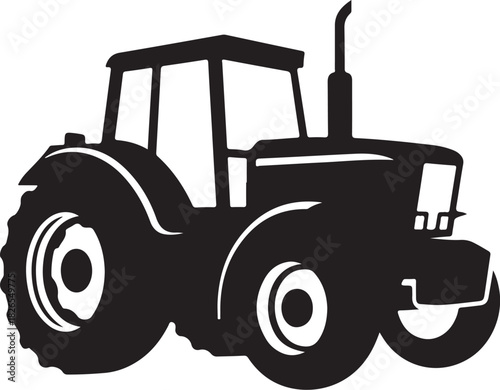 Silhouette of a farm tractor with large rear wheels