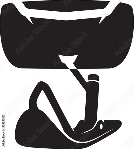 Stylized black graphic of an anchor and chain on white background
