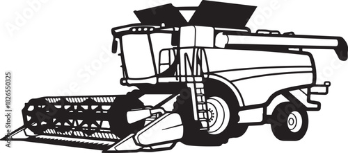 Farm combine harvester agricultural machinery silhouette isolated on white