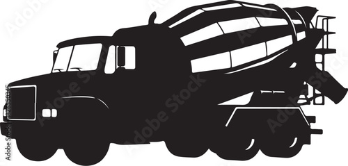 Cement mixer truck silhouette isolated on white background