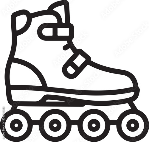 Inline skate icon with four wheels and laces, isolated on white background.