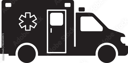 Ambulance emergency medical vehicle icon with star of life symbol