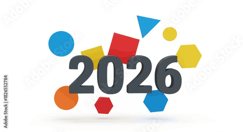 The year 2026 represented by dark gray number isolated on