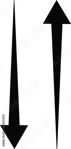 Black arrow pointing down contrasts with one pointing up against a transparent background