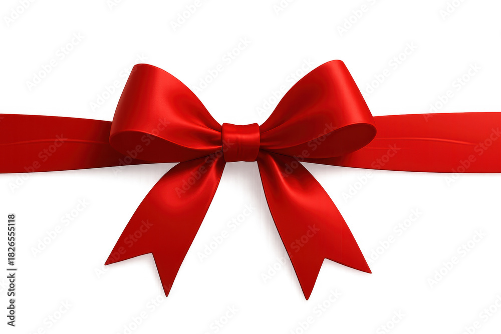 Fototapeta premium Red vibrant satin gift bow with elegant ribbon on transparent background, symbolizing celebration, luxury, and special occasions