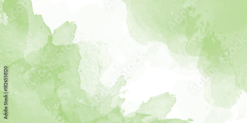 Abstract pattern with Pastel green watercolor clouds on white background, used as a background in the wedding illustration banner, wallpaper and other tasks.