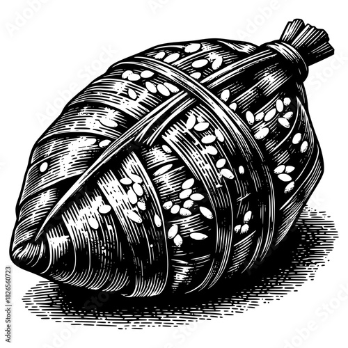 sticky rice dumpling wrapped in a bamboo leaf vector image illustration