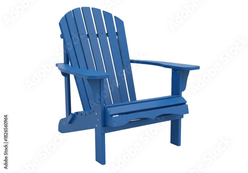 Quadro su tela Isolated blue Adirondack chair with an angled back on seamless background for su