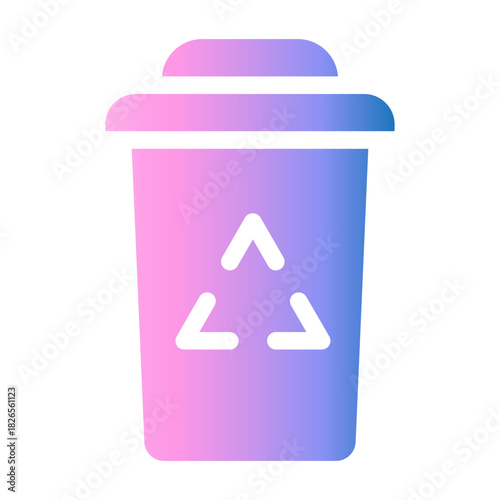 Gradient color icon of a recycle trash bin, eco green-blue pastel blend.