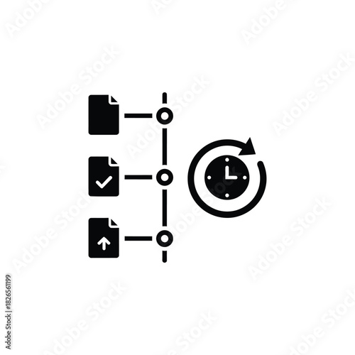 Document Version History Icon. Revision Timeline Symbol. Version Control History.