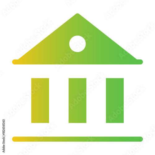 Gradient color icon of a government building, pastel institutional blend.