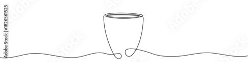 Drawing of an empty cocktail glass or tumbler in one line art style. Drinkware illustration with editable stroke. Vector illustration.