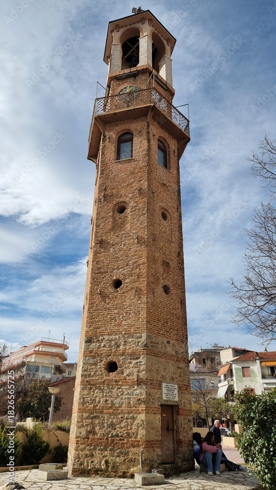 Fototapeta premium grevena city of mushrooms in the center tower clock
