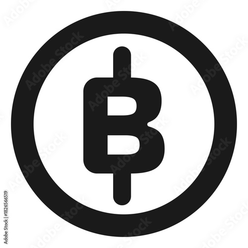 Baht currency symbol in circle icon – Thai money and finance outline vector for payment, banking, and economic transactions
