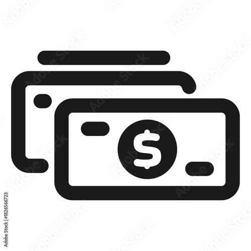 Dollar money bills vector icon – cash payment symbol in minimal outline style
