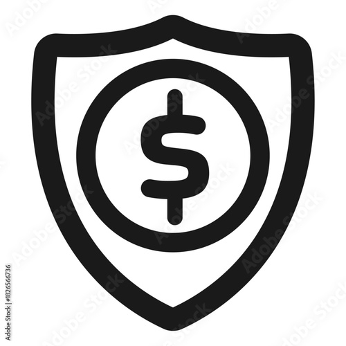 Dollar shield icon – financial protection and secure payment symbol in minimal outline style
