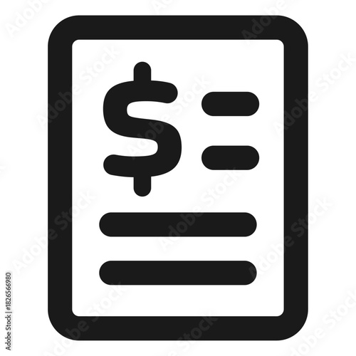 Financial document icon – bill, invoice, receipt, money report in minimal outline style

