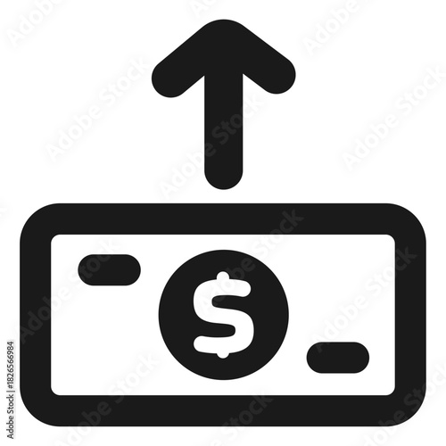 Money upload icon – cash deposit, financial transaction, payment sending, and money transfer symbol
